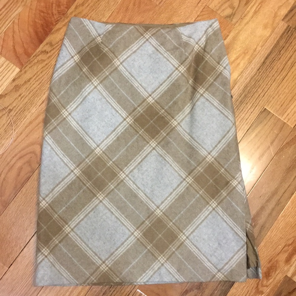 Wool plaid pencil skirt